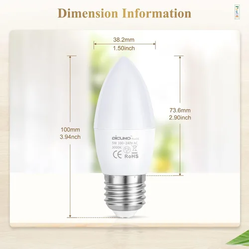 Vista 4 de DiCUNO ProOE - Bombilla LED E26 con protección ocular, alto CRI 98, bombilla E26 de 5 W, blanco cálido 3000 K, reemplazo de luz decorativa