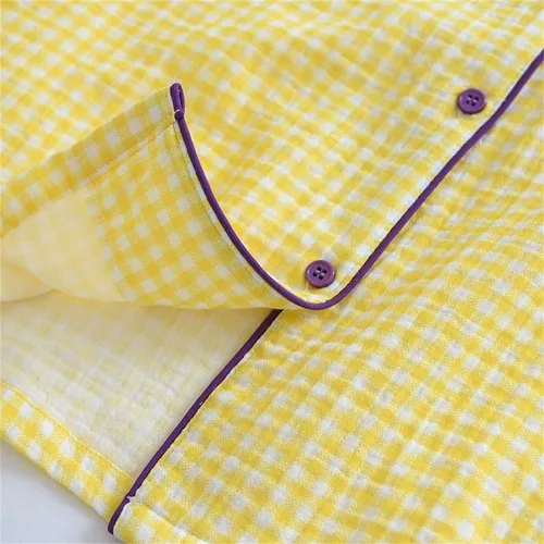 Vista 5 de Shanghai Story Camisón de algodón para parejas Ropa de dormir de manga larga Ropa de dormir Casual Check Print PJS