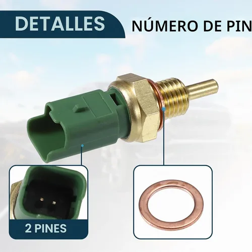 Vista 4 de F FIERCE CYCLE Sensor de temperatura del refrigerante para Peugeot 206 307 607 Durable No.96368024 Sensor de temperatura del agua tono dorado