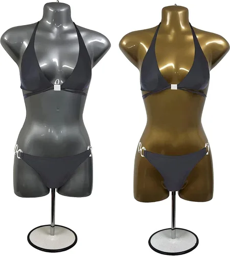 Vista 7 de 2 Mannequin femenino dorado cadera cuerpo largo torso vestido formas y gancho colgante, tallas S-M