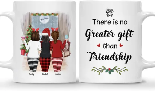 Vista 17 de Gossby Taza de café de Navidad personalizada para amigas, regalos de amistad personalizados para mujeres con diseño, nombre, regalos de mujer