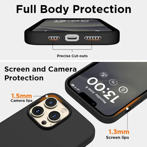 Vista 3 de Funda de silicona para iPhone 13 Pro, funda para teléfono, color Negro