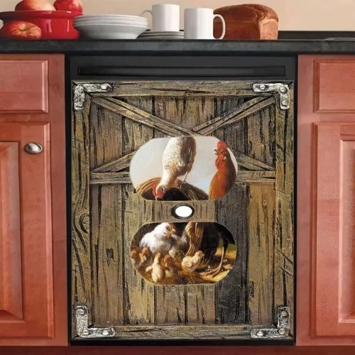 Vista 8 de Cubierta magnética de madera con efecto de puerta para lavavajillas, panel creativo para electrodomésticos de cocina, decoración de refrigerador