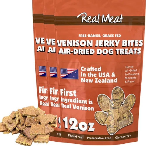 Vista 23 de Golosinas de carne real para perros - Bolsa de 12oz de tiras de carne de res aire-secas para perros de tamaño bocado - Golosinas de carne