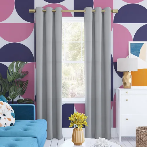 Vista 16 de Sun Zero Halton Bright Vibes Panel de Cortina Opaca Total con Ojales, 40" x 63", Azul Clásico