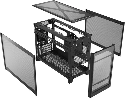 Vista 27 de MONTECH Funda para PC Micro ATX de 22.7 L, chasis modular de malla de alto flujo de aire para construcciones de aire, líquidos o SFF, soporte de TEN