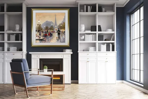 Vista 2 de Renditions Gallery París Crepúsculo Pintura Torre Eiffel Decoración de Pared Arte Romántico Paisaje urbano Arte enmarcado fino Giclée impresiones