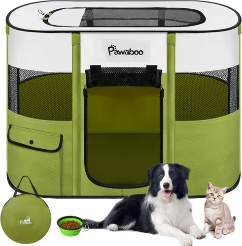 Vista 14 de Pawaboo Jaula para corralito para perros para interiores y exteriores A-Verde Aguacate