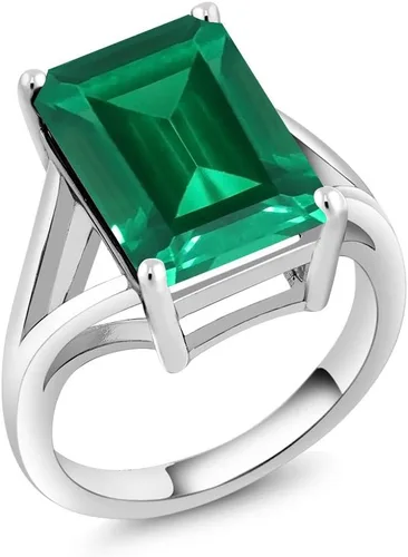 Vista 37 de Gem Stone King Anillo de compromiso solitario con piedra preciosa de corte esmeralda de 0.551 x 0.394 in para mujer, plata de ley 925, anillo