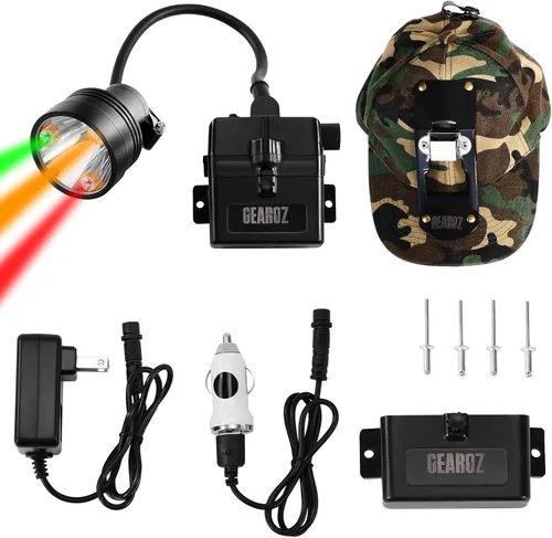 Vista 8 de GearOZ Coon - Faro delantero de caza para depredadores de cerdo, lámpara de cabeza de cazador, gorra de camuflaje Coyotes Hunting Headlamp, 10W