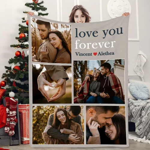Vista 19 de Manta personalizada con fotos, texto, regalos personalizados para parejas, mantas con mis propias fotos, mantas con fotos personalizadas para niños