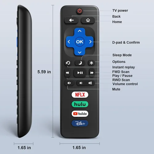 Vista 9 de (Pack of 4) for Roku-TV-Remote-Control-Replacement, Universal Remote for TCL/Onn/Hisense/Sharp/Philips Roku Smart TVs