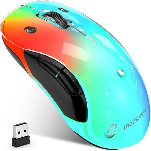 Vista 13 de Memzuoix ratón inalámbrico LED 2.4G, ratón recargable ergonómico con cubierta desmontable, ratón óptico portátil de 1200 DPI con receptor USB
