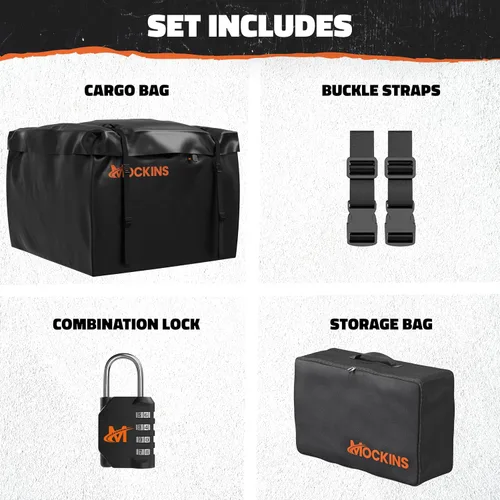 Vista 9 de Mockins Bolsa de Carga Cuadrada de 30 Pies Cúbicos para Enganche de Remolque Impermeable y para Todo Tipo de Clima Bolsa de Carga de PVC 500D
