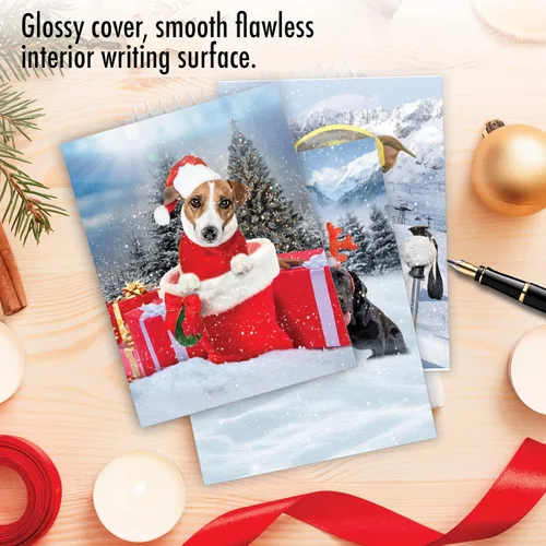 Vista 5 de The Best Card Company - 20 adorables tarjetas de felicitación navideñas (4 x 5.12 pulgadas) - Saludos de cachorros a granel, surtidos