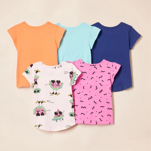 Vista 3 de Tienda Essentials Girls and Toddlers' Short-Sleeve T-Shirts, Multipacks