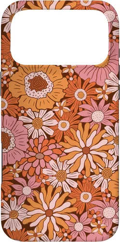 Vista 22 de Retro Flowers Meadow Floral Groovy 60s Pink Orange Brown Case for iPhone 17