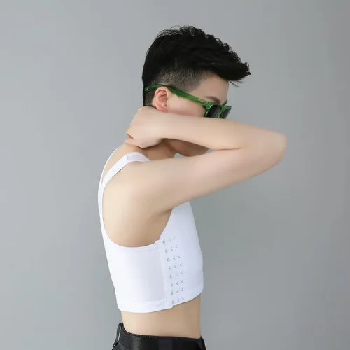 Vista 4 de BaronHong Carpeta de pecho transpirable de malla elástica moldeadora para Tomboy Trans Lesbian, Negro