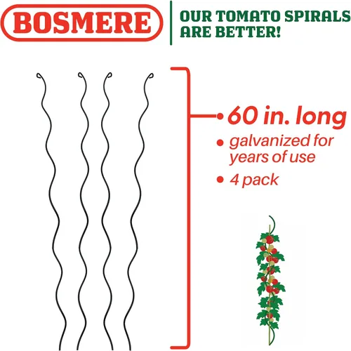 Vista 2 de Bosmere Soportes para plantas en espiral de 60 pulgadas, paquete de 4