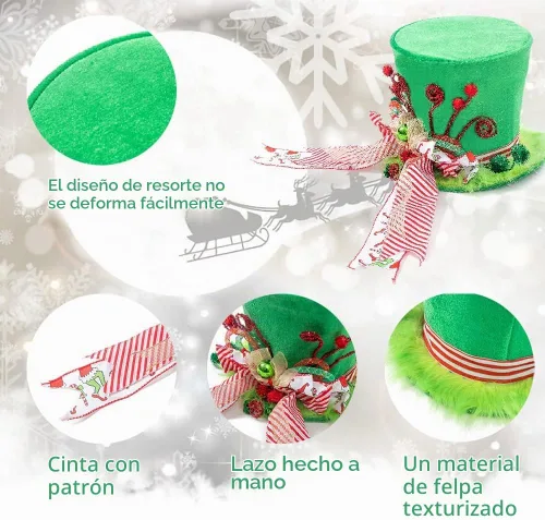 Vista 6 de PARTY KNIGHT Adorno para la Copa del Árbol de Navidad Grinch - Decoración de Árbol Hecha a Mano, Adorno para la Copa del Árbol Grinch