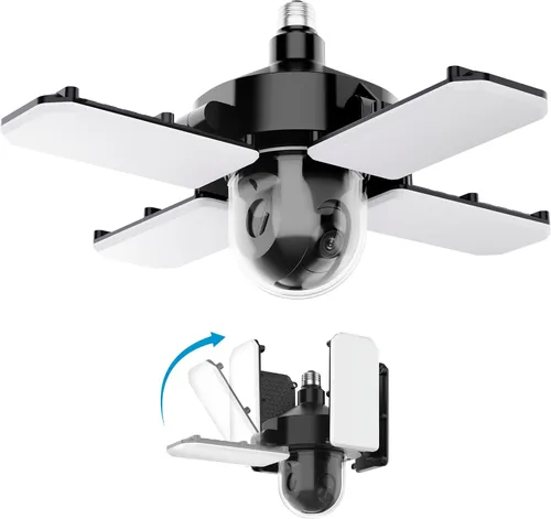 Vista 6 de Feit Electric Luz LED de techo de garaje con cámara, luz de garaje de seguridad inteligente WiFi 2.4GHz, base E26 atornillada, sensor de movimiento
