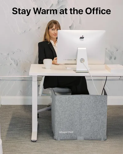 Vista 2 de WHISPERHEAT Calentador para debajo del escritorio, silencioso y energéticamente eficiente, calentador personal debajo del escritorio para piernas
