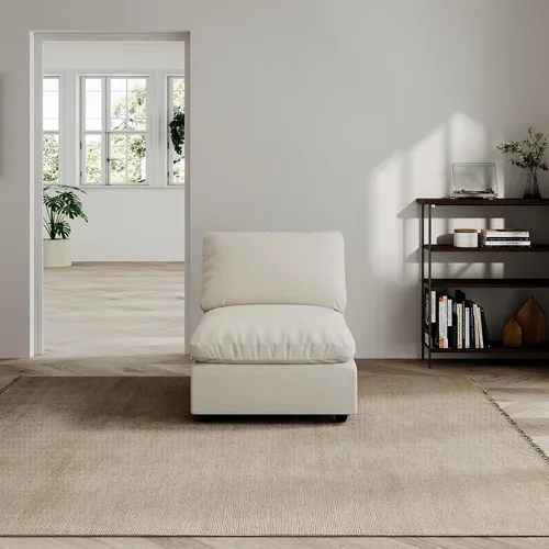 Vista 36 de Sofá seccional moderno de lino en forma de L para sala de estar, sofás modulares con relleno de plumón, fundas de cojín de sofá desmontables, sofá