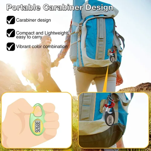 Vista 3 de Contador de pasos 3D simple, podómetro para caminar, rastreador de pasos con cordón para el cuello/mosquetón para hombres, mujeres, adolescentes