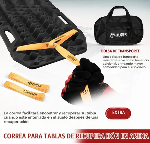 Vista 9 de BUNKER INDUST Tablas de tracción todoterreno con base de gato, alfombrilla de tracción de neumáticos extensible multifuncional, para pistas