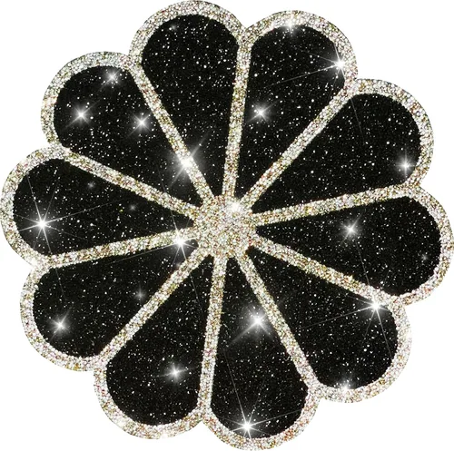 Vista 14 de Juego de 1 mantel individual redondo en negro, manteles individuales brillantes resistentes al calor, lavables, para cena, cocina, boda, decorativos