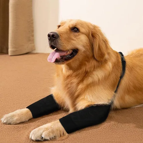Vista 6 de Traje de recuperación para perros para piernas delanteras, mangas de recuperación para perros después de una cirugía con banda elástica, coderas