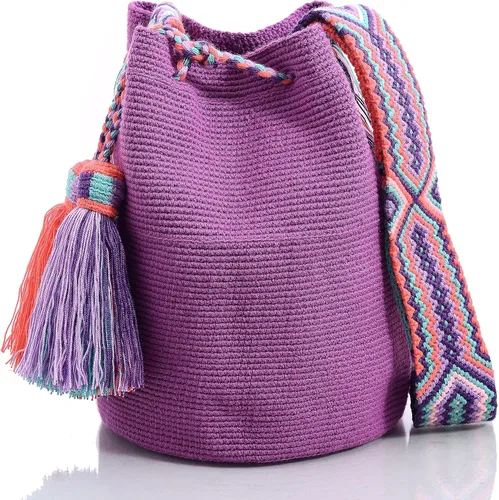 Vista 2 de Wayuu Classic Boho Collection - Bolso de mano tejido de ganchillo para playa