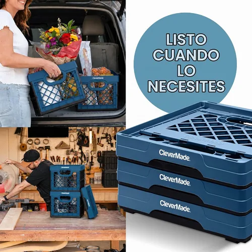 Vista 6 de CleverMade - Cajas de leche plegables para almacenamiento, 25 L, paquete de 3, 50 libras, océano