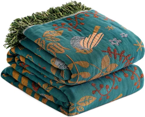 Vista 27 de LUTBM Manta bohemia para sofá de 50 x 60 pulgadas, 100% algodón, suave Animal-pájaro-a