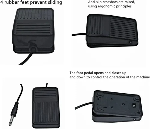 Vista 6 de Pedal de pie, interruptor de pedal de pie, fuente de alimentación, control de pedal con cable de clip para máquina, cuadrado de plástico
