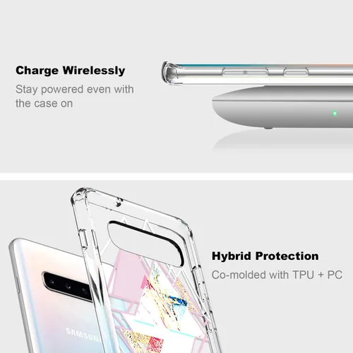 Vista 3 de ICEDIO Funda para Galaxy S10+ Plus, funda de TPU transparente con diseños de moda para niñas y mujeres, funda protectora de ajuste delgado