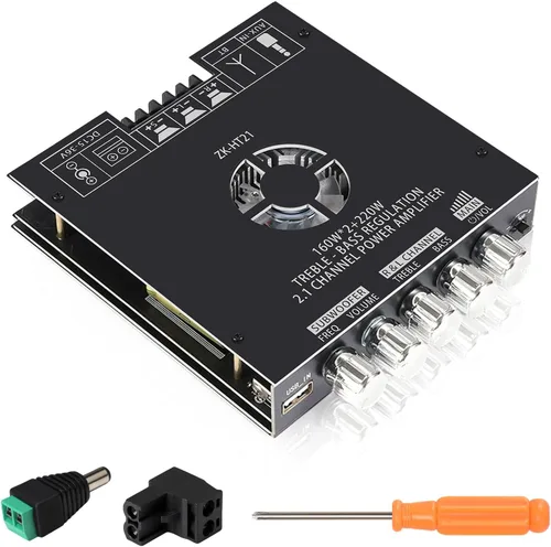 Vista 9 de ZK-1002T Placa de amplificador estéreo Bluetooth 5.0, módulo de mini amplificador de audio de 200 W HiFi de 2.0 canales con control de agudos