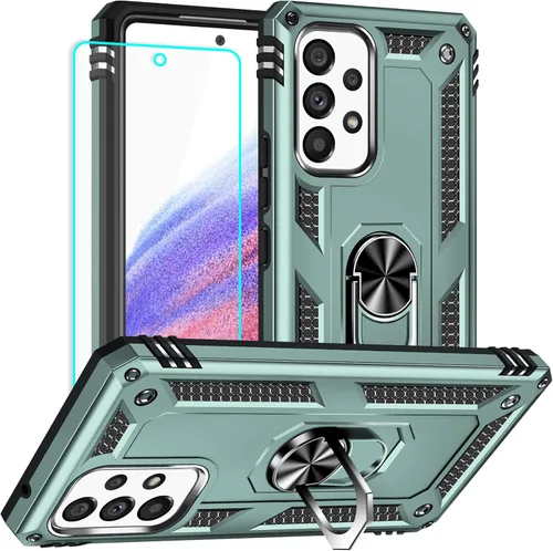 Vista 22 de Yiakeng Funda para Samsung A52, Galaxy A52 con protector de pantalla HD, fundas protectoras de grado militar con anillo para Samsung Galaxy A52 5G