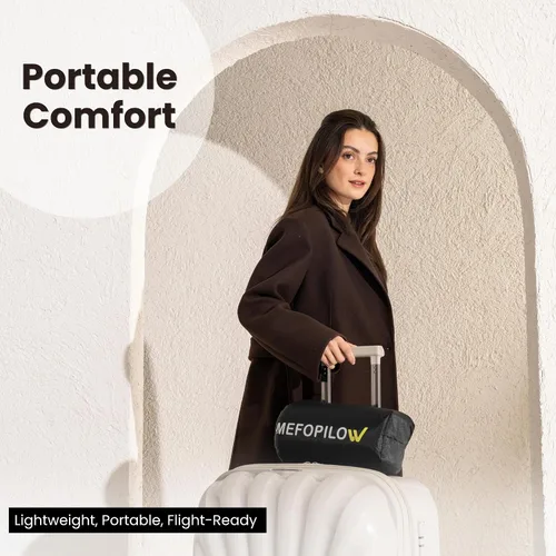 Vista 8 de Almohada de viaje de espuma viscoelástica con funda lavable y bolsa de transporte, almohada de cuello compacta, suave y transpirable para avión