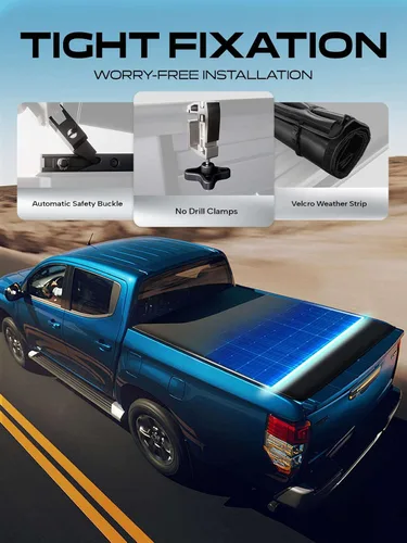Vista 6 de YHTAUTO - Cubierta enrollable suave para caja de camioneta Toyota de 5.5 pies Compatible with Tundra 2014-2021, 5'6""(66.7"") Bed All Weather