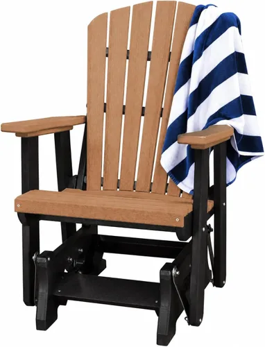 Vista 15 de DutchCrafters Slat Fan Back Poly Adirondack Glider Silla de patio al aire libre (negro y azul aruba)
