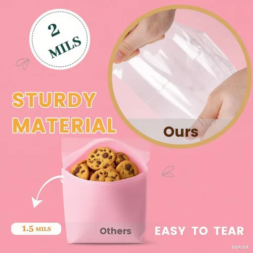 Vista 3 de Bolsa de celofán, 100 bolsas de golosinas de 6 x 10 pulgadas con lazos, bolsas de plástico transparente para embalaje, regalo, galletas, dulces