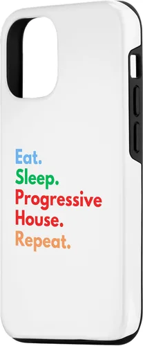 Vista 2 de iPhone 15 Eat Sleep Progressive House Repeat for House Music Lovers Case