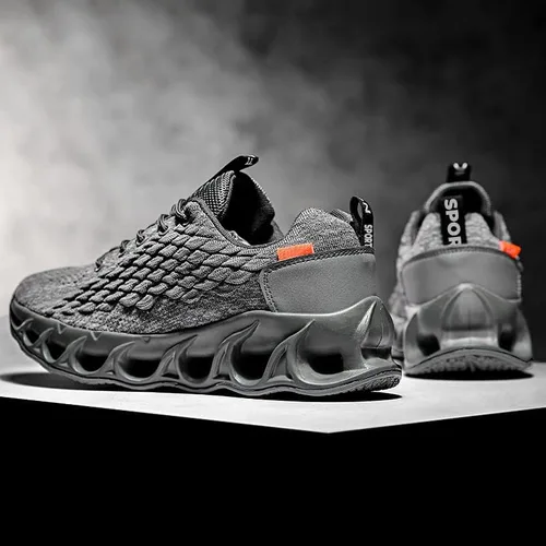 Vista 3 de Zapatos deportivos de moda para hombre, para correr, caminar, zapatos de tenis antideslizantes con cordones, para enfermería, levantamiento