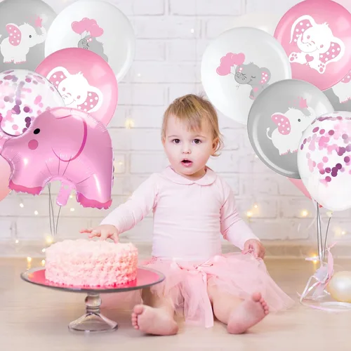 Vista 3 de Aoriher 45 globos de elefante de 12 pulgadas, globo de elefante para baby shower, para bebés, niños y niñas, revelación de género, suministros