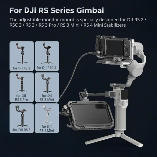 Vista 2 de SmallRig Montura Ajustable para Monitor de Cámara con Liberación Rápida, Abrazadera NATO, Montaje de Zapata Fría, Diseño Anti-Torsión para DJI RS 4