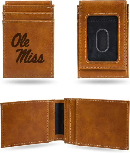 Vista 142 de Cartera de bolsillo frontal grabada con láser NCAA - Compacta/Cómoda/Delgada