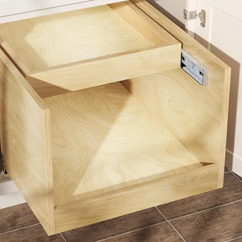 Vista 5 de LOVMOR Organizador retráctil de gabinete extraíble de doble cajón, 10½ pulgadas de ancho x 21 pulgadas de profundidad, cajones de gabinete de cierre