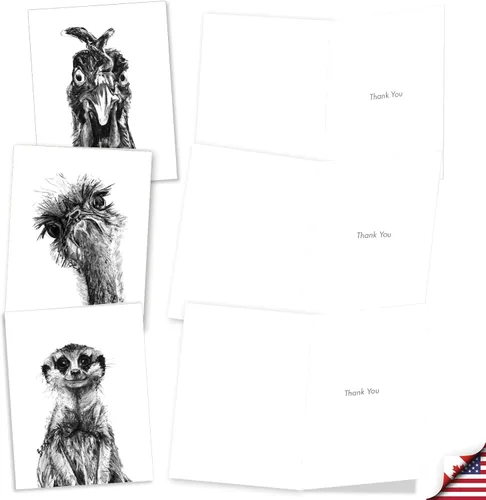 Vista 2 de The Best Card Company - 10 tarjetas de agradecimiento en caja con sobres, juego de papelería de agradecimiento de animales para hombres, mujeres
