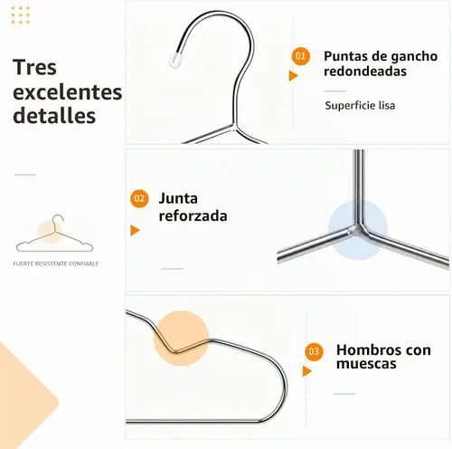 Vista 4 de TIMMY Wire perchas Pack 30 acero inoxidable fuerte metálica perchas ropa 16,5 pulgadas